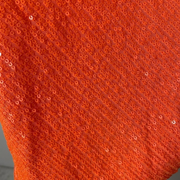 ASOS Vibrant Orange Sequin Backless Mini Halter Dress - Picture 6 of 8